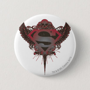 Bóton Redondo 5.08cm Super-Homem Estilizado  Logotipo Caveira e Asas