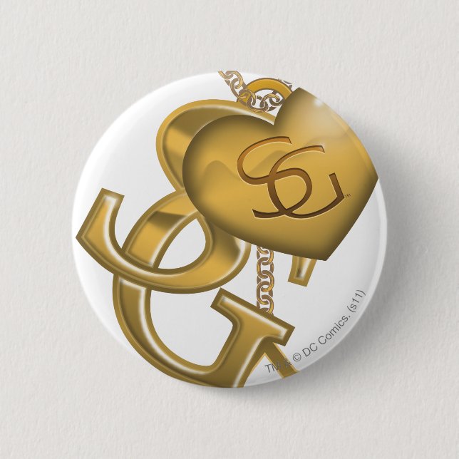 Bóton Redondo 5.08cm Supergirl Dourado Locket (Frente)