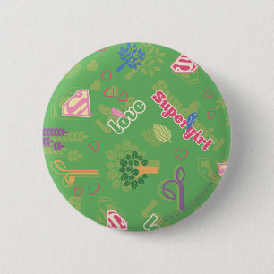 Bóton Redondo 5.08cm Supergirl Love Pattern