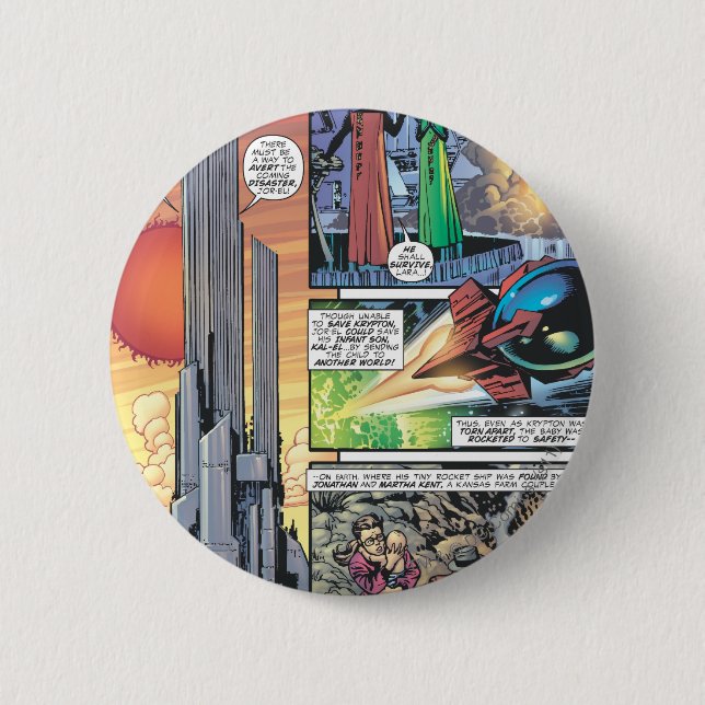 Bóton Redondo 5.08cm Superman Comic Panel - Origens de Clark (Frente)