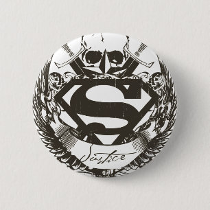 Bóton Redondo 5.08cm Superman Estilizado Logotipo da Justiça