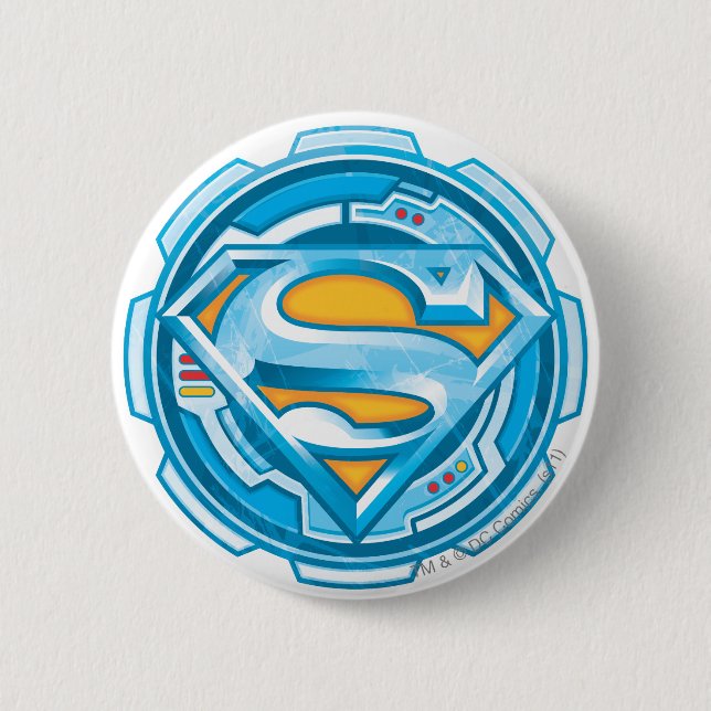 Bóton Redondo 5.08cm Superman S-Shield | Logotipo da engrenagem (Frente)