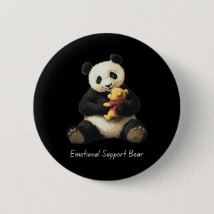 Bóton Redondo 5.08cm Suporte Emocional Urso De Panda Segurando Um Urso
