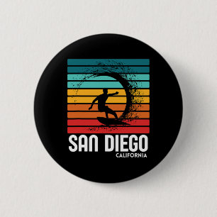 Bóton Redondo 5.08cm Surf San Diego Califórnia Praia Vintage Retro Surf