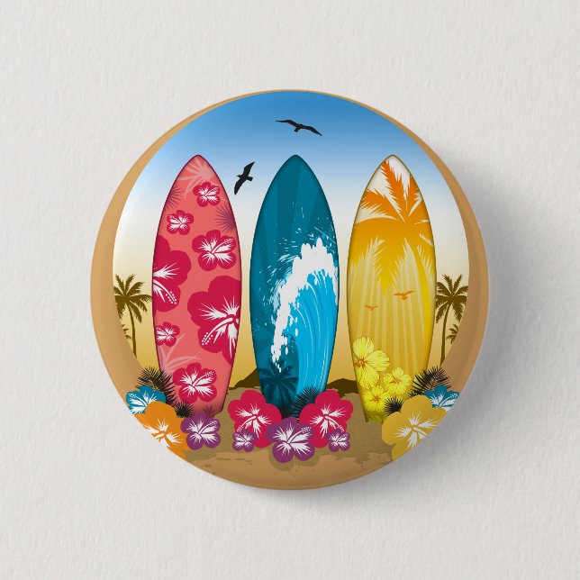 Bóton Redondo 5.08cm Surfboard Beach (Frente)