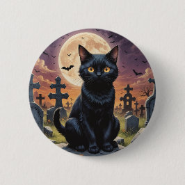 Bóton Redondo 5.08cm Sussurros da Hora das Bruxas - Gato Negro