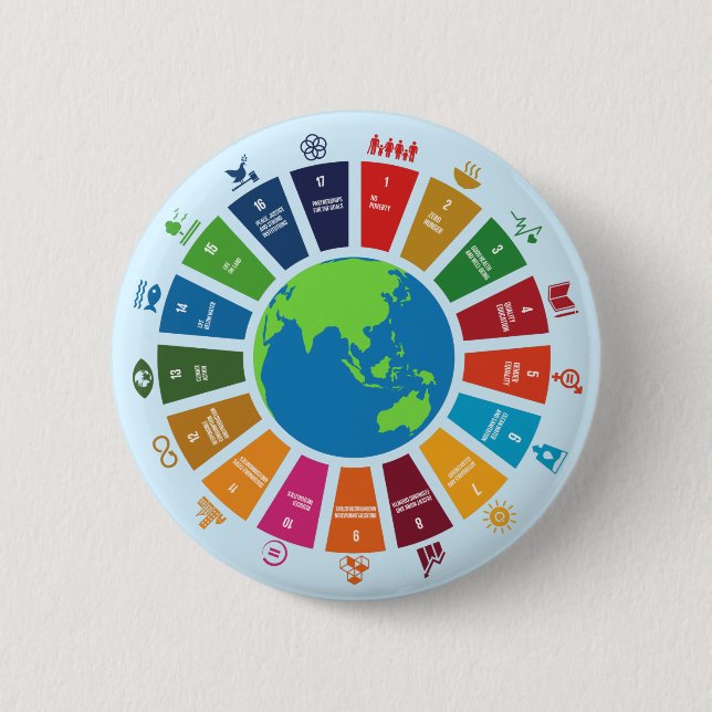 Bóton Redondo 5.08cm Sustainability Goals Advocacy Community Action (Frente)