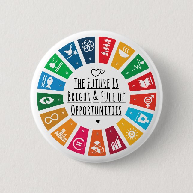 Bóton Redondo 5.08cm Sustainability Goals Advocacy Community Action (Frente)