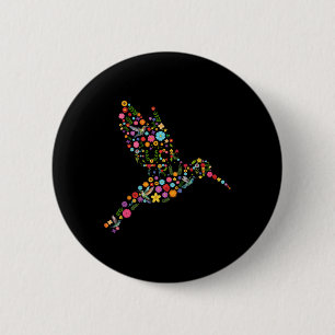 Bóton Redondo 5.08cm Sutil Anti Trump Floral Hummingbird Mensagem Ocult