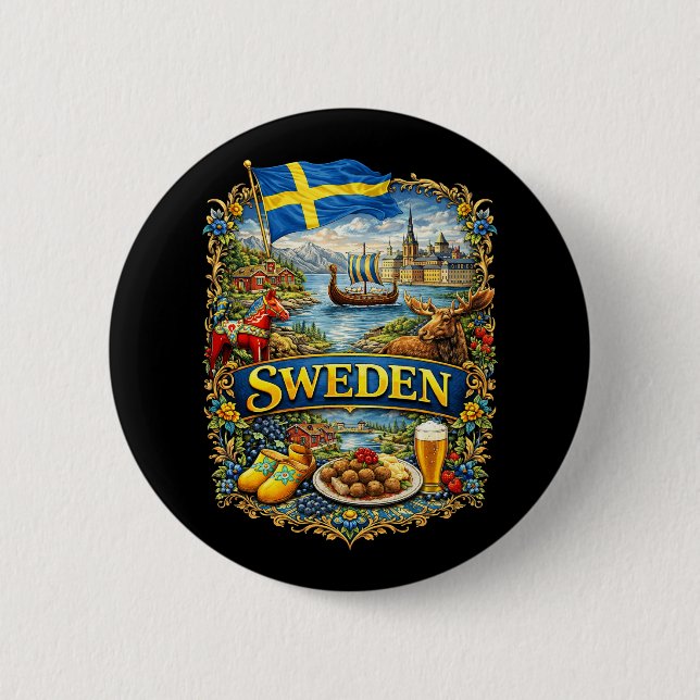 Bóton Redondo 5.08cm Sweden (Frente)