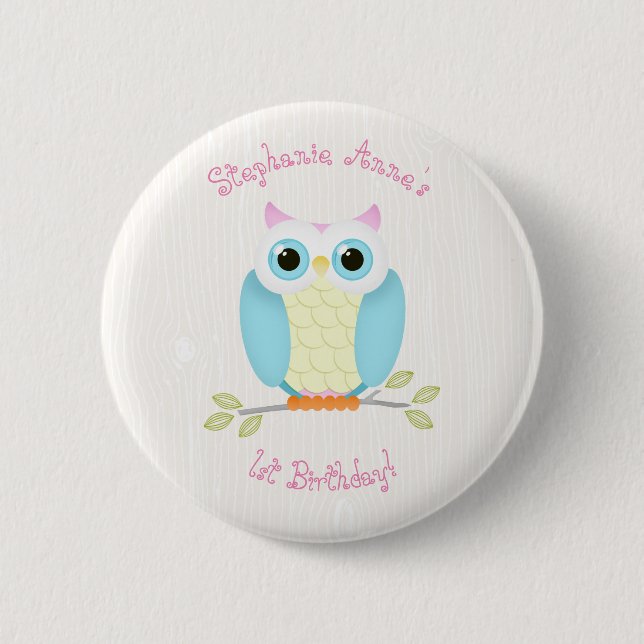 Bóton Redondo 5.08cm Sweet Owl Birthday (Frente)