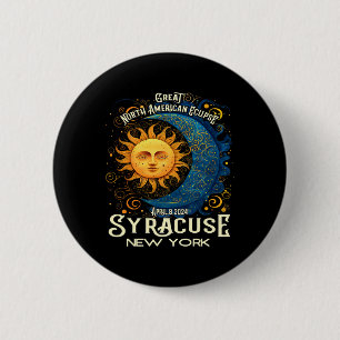 Bóton Redondo 5.08cm Syracuse New York 2024 Total Eclipse Solar Celesti