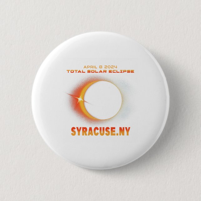 Bóton Redondo 5.08cm Syracuse New York Total Solar Eclipse 2024 (Frente)