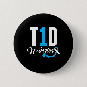 Bóton Redondo 5.08cm T1d Guerreiro Azul Fita Tipo Um Diabetes Diabetes