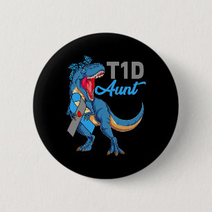 Bóton Redondo 5.08cm T1d Tia Tipo 1 Sensibilização Mês da Diabetes Dino