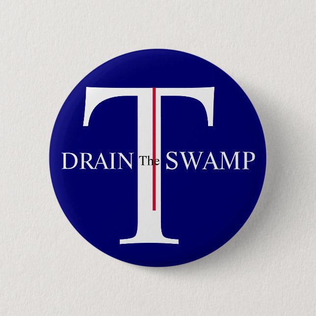 Bóton Redondo 5.08cm T é para Trump Drain the Swamp (Frente)