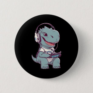 Bóton Redondo 5.08cm T. Rex dinossauro Bonito Jogando Jogos de Vídeo