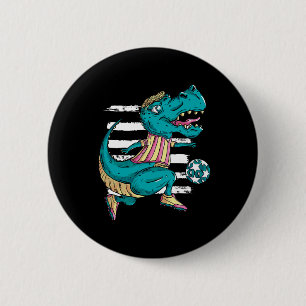 Bóton Redondo 5.08cm T-rex Dinossauro Jogando Futebol - Design Trex
