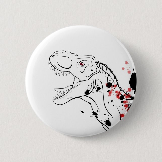 Bóton Redondo 5.08cm T-Rex (Vermelho e Preto) (Frente)