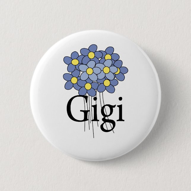 Bóton Redondo 5.08cm T-shirt azul bonito de Gigi da flor (Frente)
