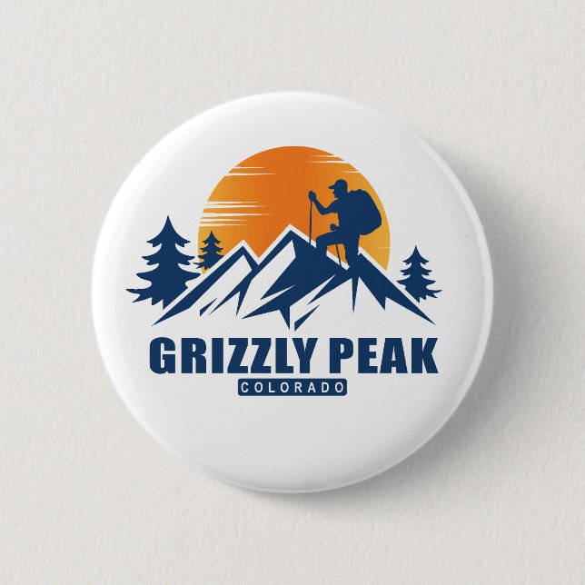 Bóton Redondo 5.08cm T-Shirt Retro Grizzly Peak Hike (Frente)