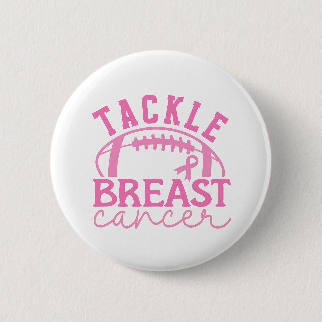 Bóton Redondo 5.08cm Tackle Breast Cancer Pink Ribbon Awareness (Frente)