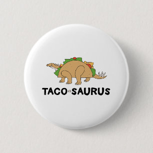 Bóton Redondo 5.08cm Taco Dinossauro Tacossauro Rex Desenhado À Mão