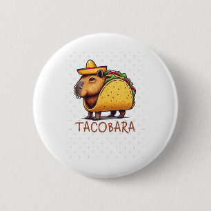 Bóton Redondo 5.08cm Tacobara Capybara Em Um Viciado Em Taco
