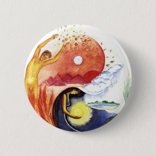 Bóton Redondo 5.08cm Taijitu ilustra a polaridade