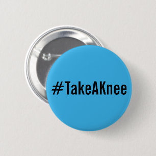 Bóton Redondo 5.08cm #TakeAKnee, texto preto corajoso no botão azul