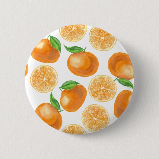 Bóton Redondo 5.08cm Tangerinas de aquarela (Frente)