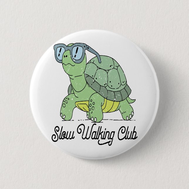Bóton Redondo 5.08cm Tarde do Clube de Caminhada Lenta Tartaruga Engraç (Frente)