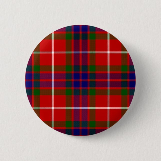 Bóton Redondo 5.08cm Tartan azul e verde vermelho de Fraser do clã (Frente)