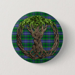 Bóton Redondo 5.08cm Tartan da caça de Wishart do clã e árvore de Ce