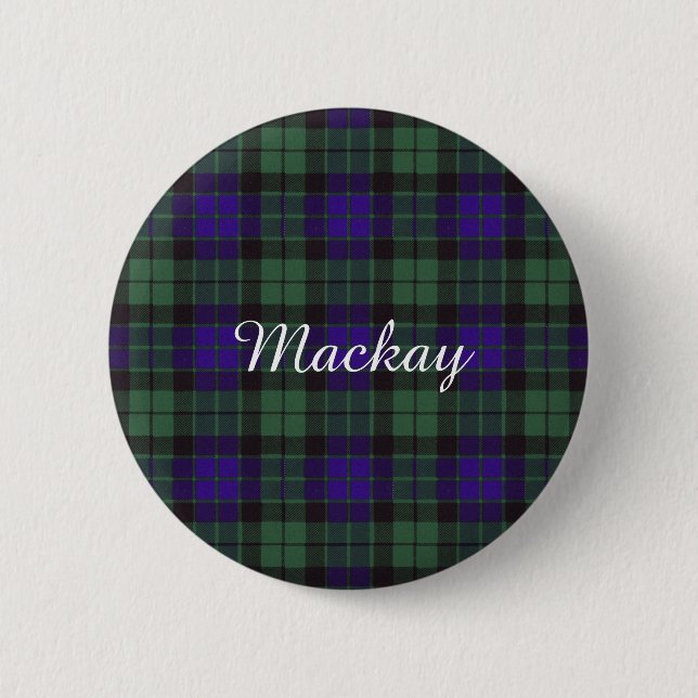 Bóton Redondo 5.08cm Tartan do Scottish da xadrez do clã de Mackay (Frente)