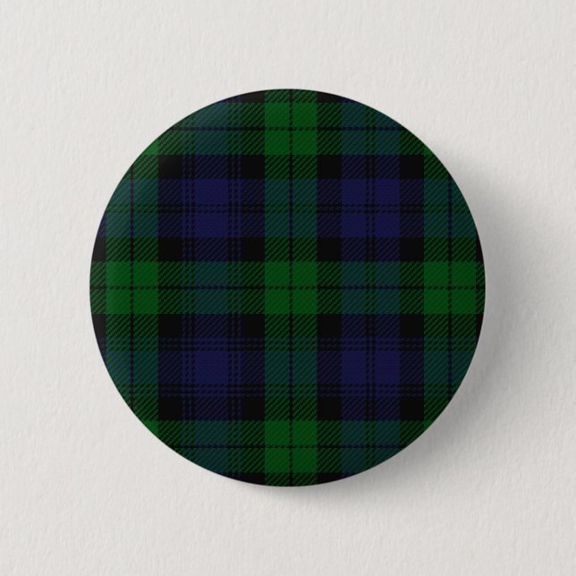 Bóton Redondo 5.08cm Tartan, Sunderland Da Escócia Azul E Verde (Frente)