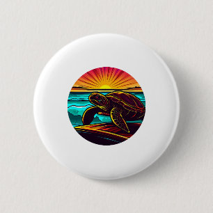 Bóton Redondo 5.08cm Tartaruga ao Pôr do Sol, Inspirando Design da Natu
