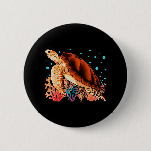 Bóton Redondo 5.08cm Tartaruga colorida de presente de animais oceânico