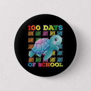 Bóton Redondo 5.08cm Tartaruga de 100 Dias de Escola Professor Aluno