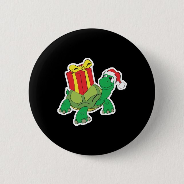 Bóton Redondo 5.08cm tartaruga de natal (Frente)