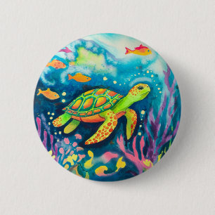 Bóton Redondo 5.08cm Tartaruga de pintura