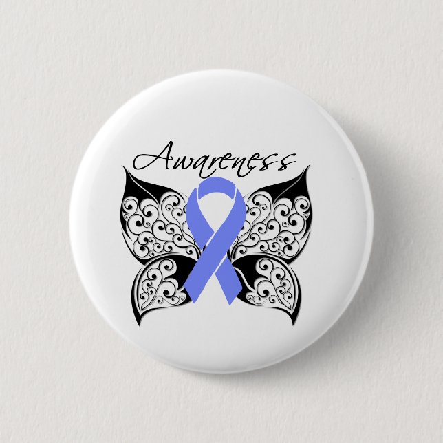 Bóton Redondo 5.08cm Tattoo Butterfly Awareness - Esophageal Cancer (Frente)