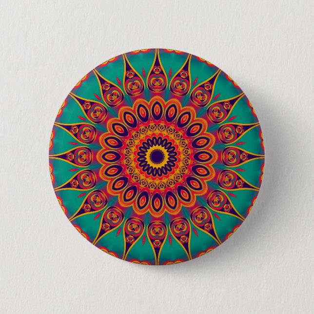 Bóton Redondo 5.08cm Tatuagem Caleidoscópio Fractal (Frente)