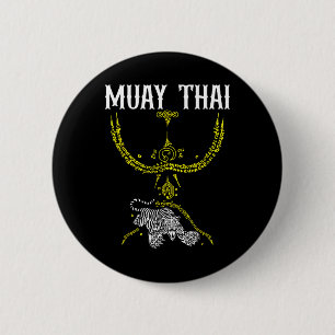 Bóton Redondo 5.08cm Tatuagem de Tigre Sak Yant Muay Thai Kickboxing Cu