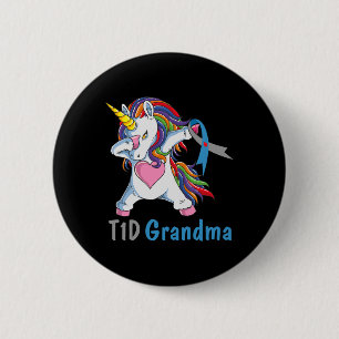 Bóton Redondo 5.08cm Td1 Vovó Que Dabbing Unicorn Tipo 1 Diabetes Aware
