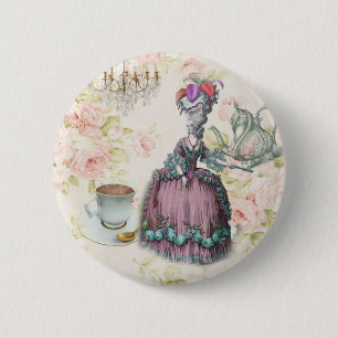 Bóton Redondo 5.08cm Tea party floral francês Marie Antoinette de Pari