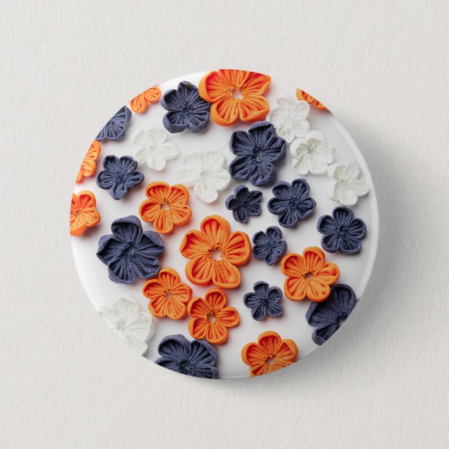 Bóton Redondo 5.08cm tecidos de costura de primavera manual flores lara (Frente)