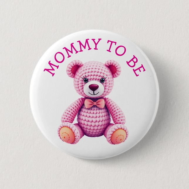 Bóton Redondo 5.08cm Teddy Bear  | Mommy to Be Baby Shower (Frente)