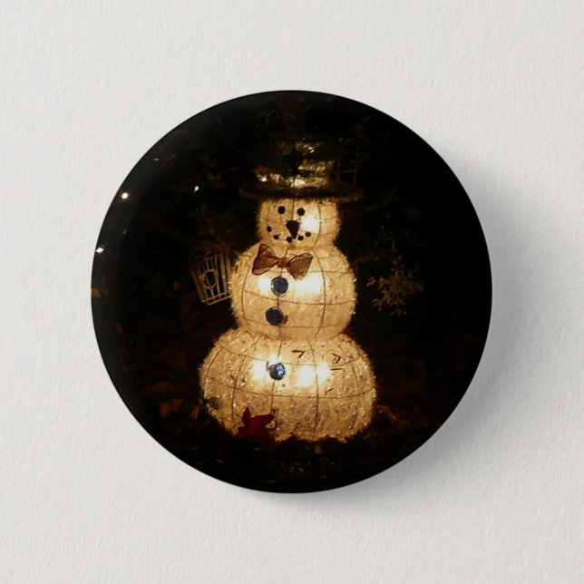 Bóton Redondo 5.08cm Tela de luz de feriado Snowman (Frente)