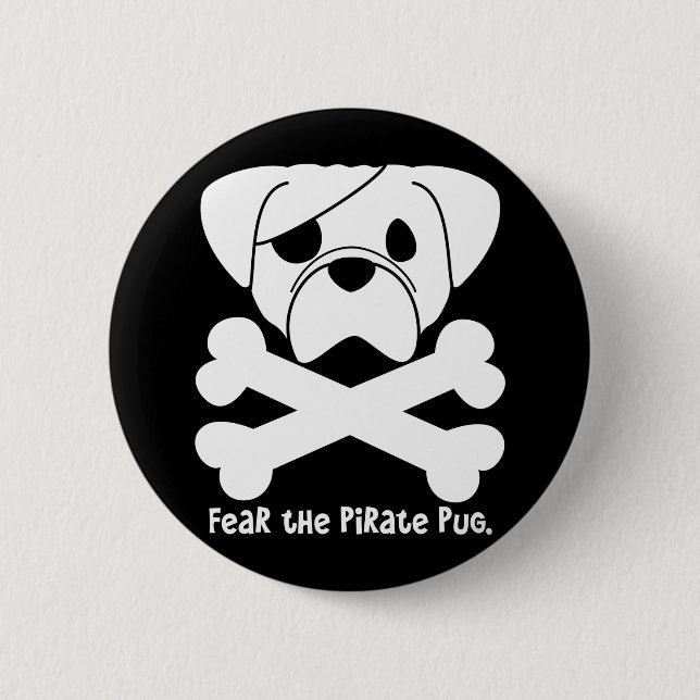 Bóton Redondo 5.08cm Tema o Pug do pirata (Frente)